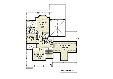 Craftsman, Farmhouse House Plan 40927 with 3 Beds, 3 Baths, 2 Car Garage Second Level Plan