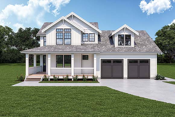 Craftsman, Farmhouse House Plan 40927 with 3 Beds, 3 Baths, 2 Car Garage Elevation
