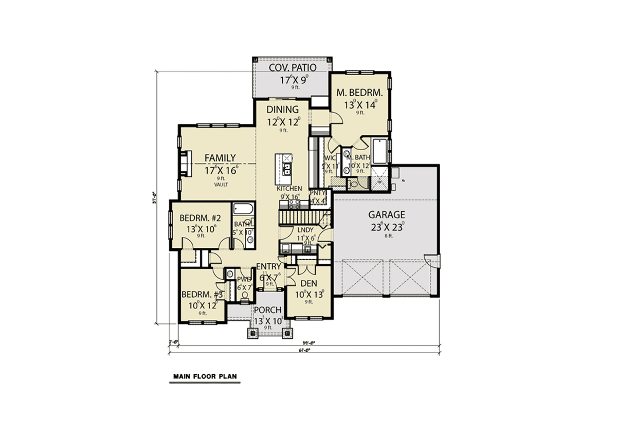 House Plan 40930 - Craftsman Style with 2307 Sq Ft, 3 Bed, 2 Bath