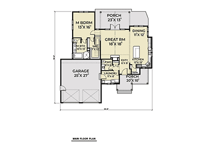 Craftsman, Traditional House Plan 40934 with 4 Beds, 3 Baths, 2 Car Garage First Level Plan