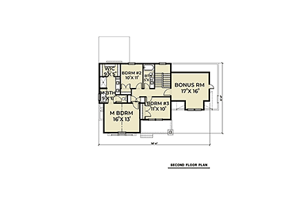 Contemporary, Farmhouse House Plan 40935 with 3 Beds, 3 Baths, 2 Car Garage Second Level Plan