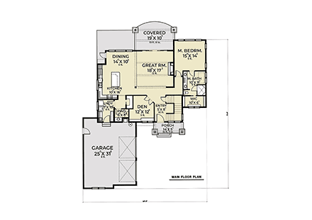 Contemporary, Farmhouse House Plan 40940 with 4 Beds, 3 Baths, 2 Car Garage First Level Plan