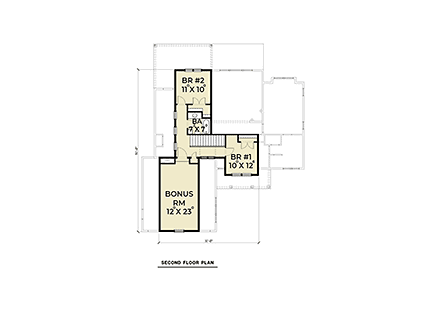 Contemporary, Farmhouse House Plan 40946 with 3 Beds, 3 Baths, 2 Car Garage Second Level Plan