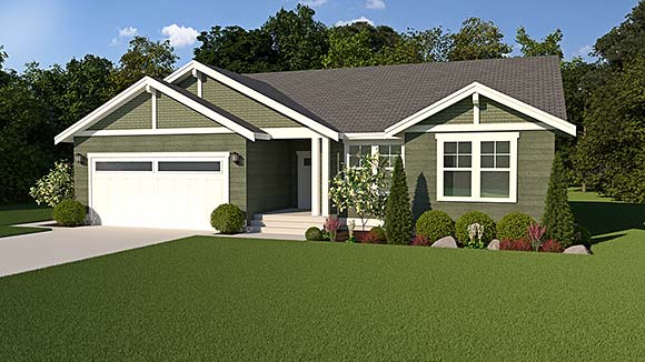 Craftsman, Ranch, Traditional House Plan 40947 with 3 Beds, 2 Baths, 2 Car Garage Elevation