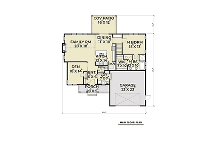 Contemporary, Farmhouse House Plan 40948 with 3 Beds, 3 Baths, 2 Car Garage First Level Plan