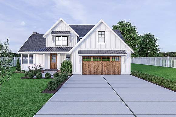 Contemporary, Farmhouse House Plan 40948 with 3 Beds, 3 Baths, 2 Car Garage Elevation
