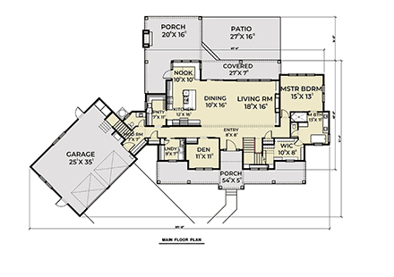 Country, Farmhouse House Plan 40951 with 5 Beds, 4 Baths, 2 Car Garage First Level Plan