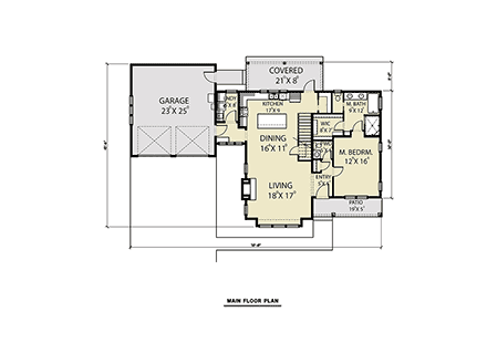Contemporary, Country, Farmhouse House Plan 40953 with 3 Beds, 3 Baths, 2 Car Garage First Level Plan