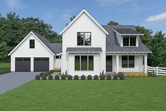 Contemporary, Country, Farmhouse House Plan 40953 with 3 Beds, 3 Baths, 2 Car Garage Elevation