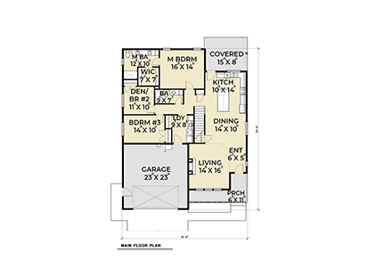 Craftsman House Plan 40954 with 4 Beds, 3 Baths, 2 Car Garage First Level Plan