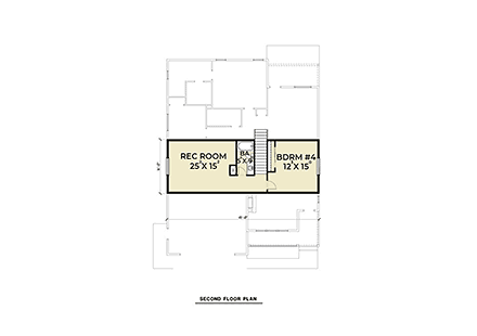 Craftsman House Plan 40954 with 4 Beds, 3 Baths, 2 Car Garage Second Level Plan