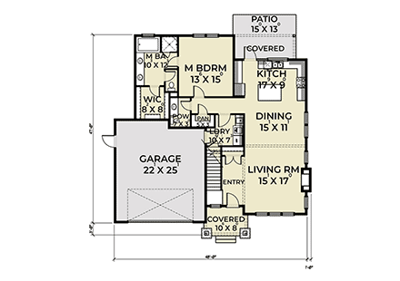Craftsman House Plan 40955 with 4 Beds, 3 Baths, 2 Car Garage First Level Plan
