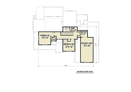 Contemporary, Farmhouse House Plan 40956 with 4 Beds, 3 Baths, 2 Car Garage Second Level Plan