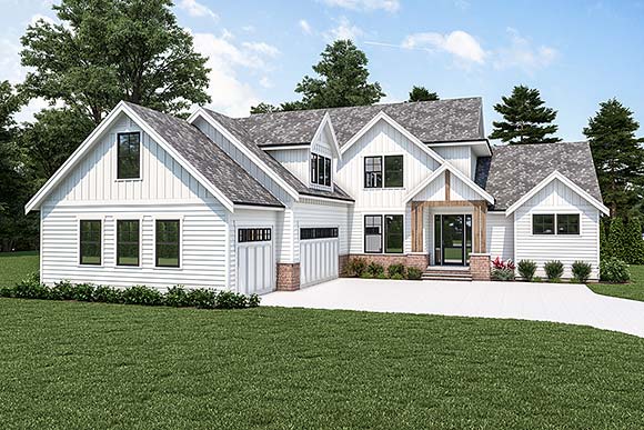 Contemporary, Farmhouse House Plan 40958 with 4 Beds, 3 Baths, 3 Car Garage Elevation