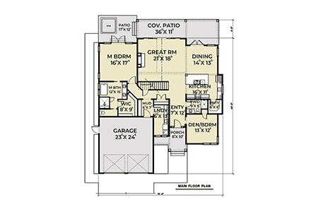 Coastal, Contemporary, Farmhouse House Plan 40960 with 4 Beds, 3 Baths, 2 Car Garage First Level Plan