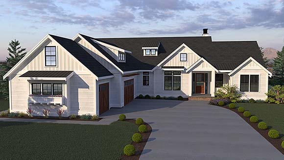 Contemporary, Craftsman, Farmhouse House Plan 40962 with 3 Beds, 3 Baths, 3 Car Garage Elevation