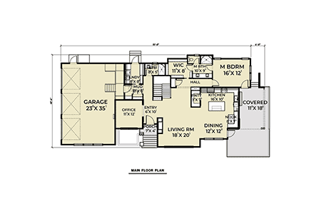 Contemporary, Modern House Plan 40963 with 3 Beds, 3 Baths, 3 Car Garage First Level Plan