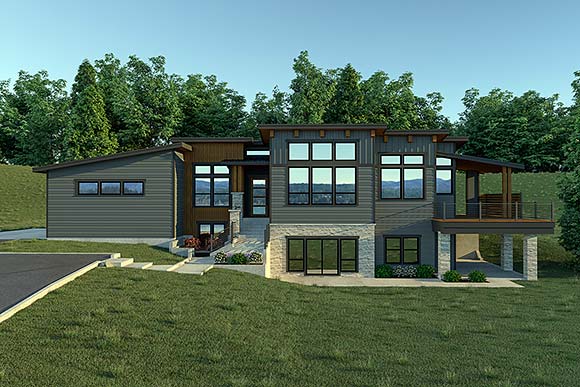 Contemporary, Modern House Plan 40963 with 3 Beds, 3 Baths, 3 Car Garage Elevation