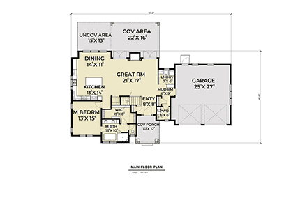 Craftsman House Plan 40964 with 3 Beds, 3 Baths, 2 Car Garage First Level Plan