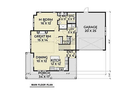 Contemporary, Farmhouse House Plan 40968 with 4 Beds, 3 Baths, 2 Car Garage First Level Plan