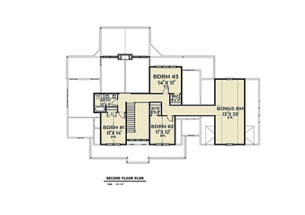 Contemporary, Craftsman, Farmhouse House Plan 40972 with 4 Beds, 3 Baths, 2 Car Garage Second Level Plan