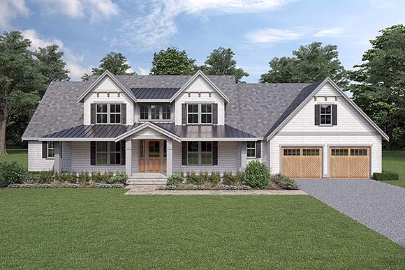 Contemporary, Craftsman, Farmhouse House Plan 40972 with 4 Beds, 3 Baths, 2 Car Garage Elevation