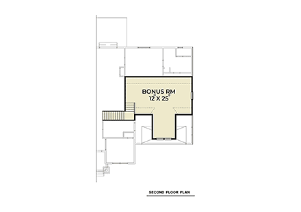 Craftsman House Plan 40973 with 3 Beds, 2 Baths, 2 Car Garage Second Level Plan