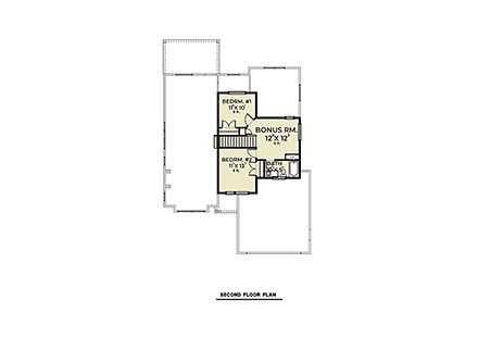 Contemporary House Plan 40976 with 3 Beds, 3 Baths, 2 Car Garage Second Level Plan