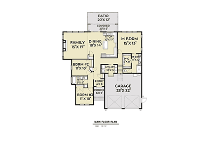 Craftsman House Plan 40978 with 3 Beds, 2 Baths, 2 Car Garage First Level Plan