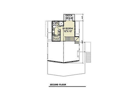 Craftsman House Plan 40979 with 3 Beds, 2 Baths, 2 Car Garage Second Level Plan