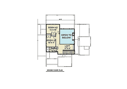 Contemporary House Plan 40982 with 3 Beds, 3 Baths, 3 Car Garage Second Level Plan