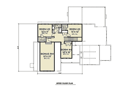 Craftsman House Plan 40985 with 4 Beds, 3 Baths, 2 Car Garage Second Level Plan