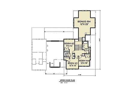 Contemporary, Farmhouse House Plan 40986 with 4 Beds, 4 Baths, 2 Car Garage Second Level Plan