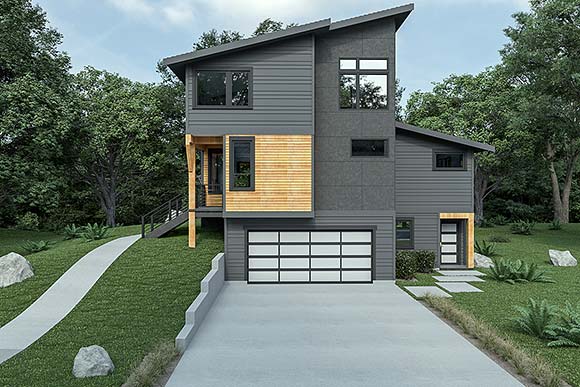 Contemporary House Plan 40993 with 3 Beds, 4 Baths, 2 Car Garage Elevation