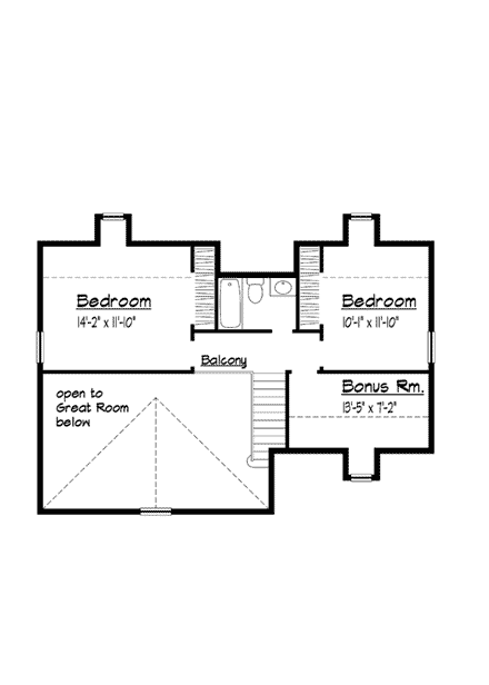 Country, Southern House Plan 41000 with 3 Beds, 3 Baths Second Level Plan