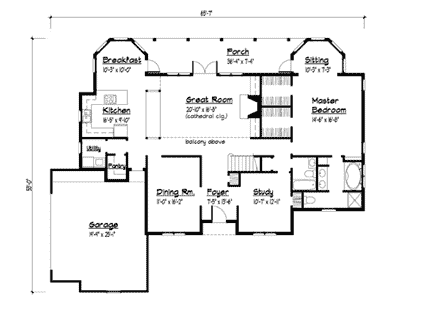 Traditional House Plan 41001 with 3 Beds, 3 Baths, 2 Car Garage First Level Plan