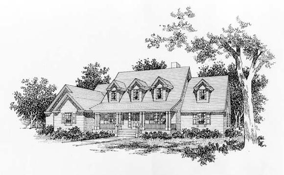 Cape Cod, Country, Southern House Plan 41004 with 3 Beds, 3 Baths, 2 Car Garage Elevation