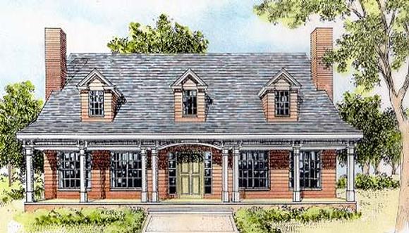 Cape Cod, Country, Southern House Plan 41007 with 3 Beds, 2 Baths Elevation