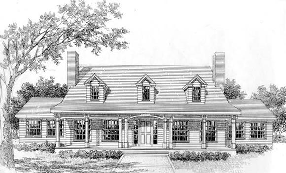 Cape Cod, Country House Plan 41009 with 3 Beds, 3 Baths Elevation