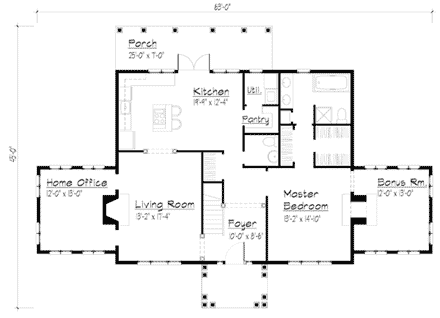 Cape Cod, Colonial House Plan 41010 with 3 Beds, 3 Baths First Level Plan