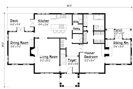 Cape Cod, Colonial House Plan 41012 with 3 Beds, 3 Baths First Level Plan