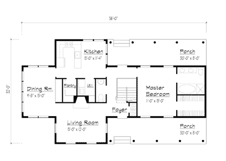 Country, Farmhouse House Plan 41013 with 4 Beds, 2 Baths First Level Plan