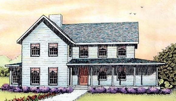 Country, Farmhouse House Plan 41013 with 4 Beds, 2 Baths Elevation