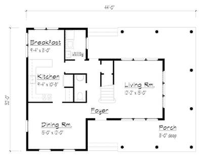 Country, Farmhouse House Plan 41014 with 3 Beds, 2 Baths First Level Plan