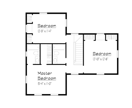 Country, Farmhouse House Plan 41014 with 3 Beds, 2 Baths Second Level Plan