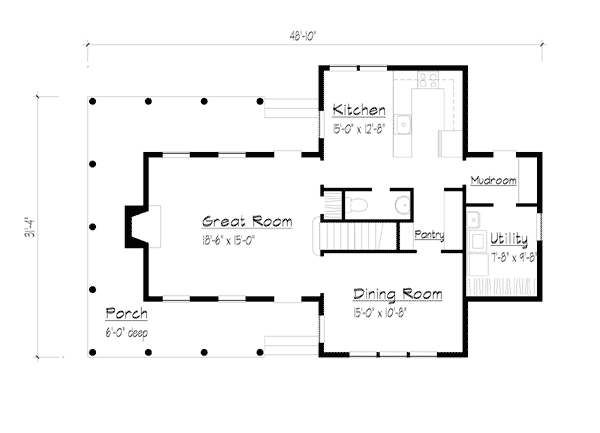 Country, Farmhouse House Plan 41015 with 3 Beds, 3 Baths Level One