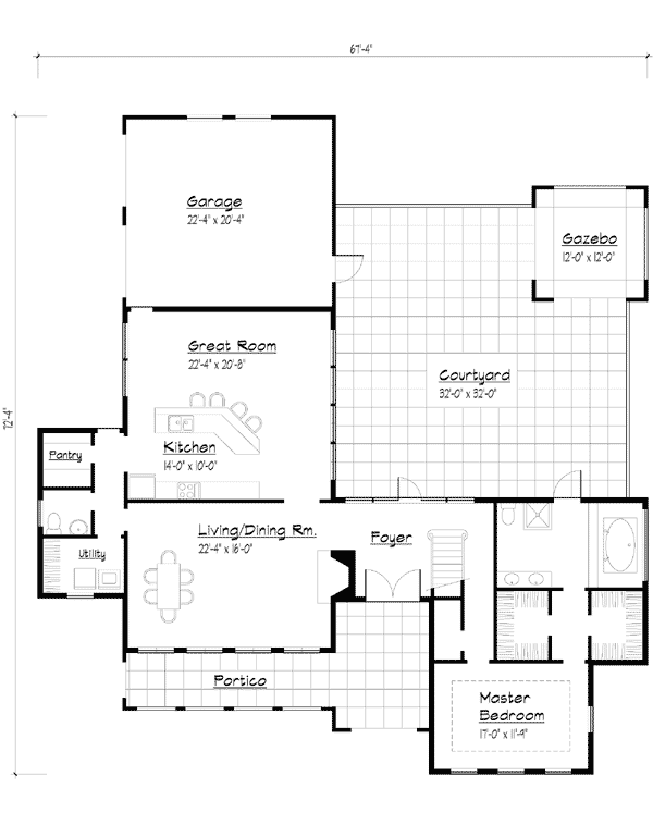 Contemporary, Florida, Mediterranean House Plan 41017 with 4 Beds, 3 Baths, 2 Car Garage Level One