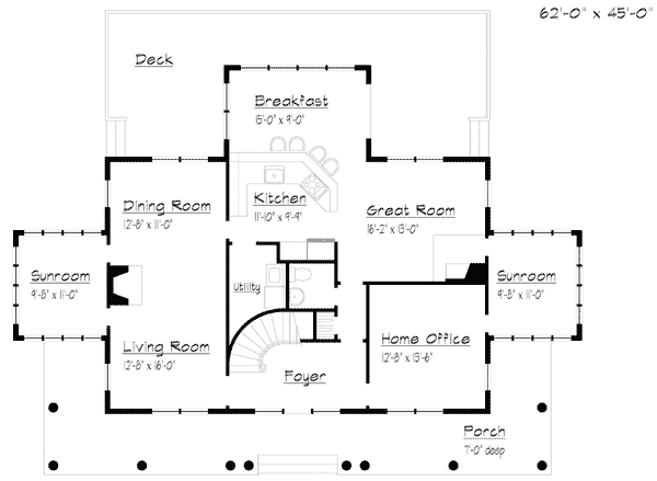 Colonial, Country, Southern House Plan 41019 with 3 Beds, 3 Baths Level One