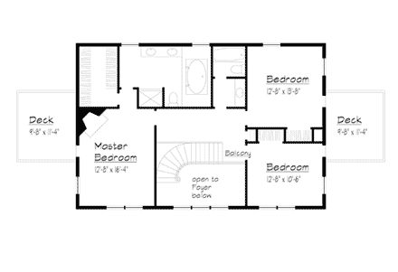 Colonial, Country, Southern House Plan 41019 with 3 Beds, 3 Baths Second Level Plan