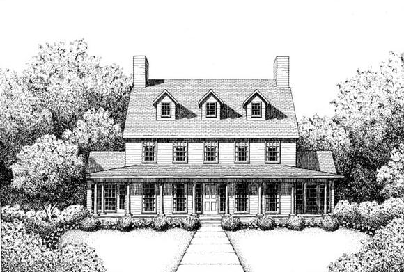 Colonial, Southern House Plan 41020 with 3 Beds, 3 Baths Elevation